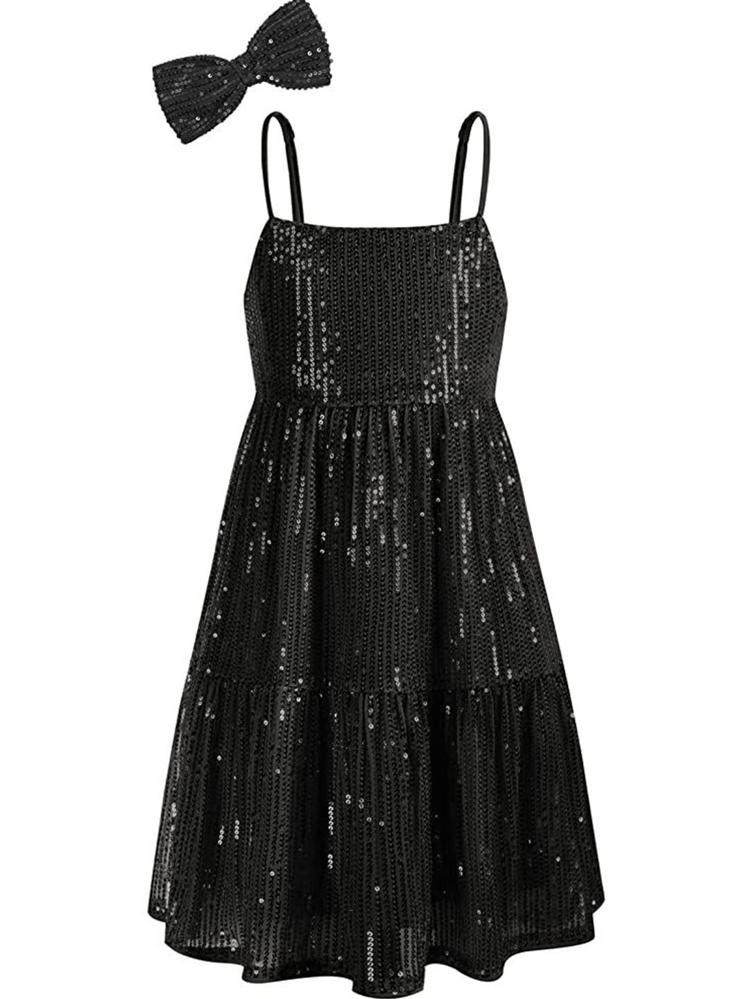 FAIRY DOLLS Girls Sequined Embellished Tiered Fit & Flare Dress-image-10
