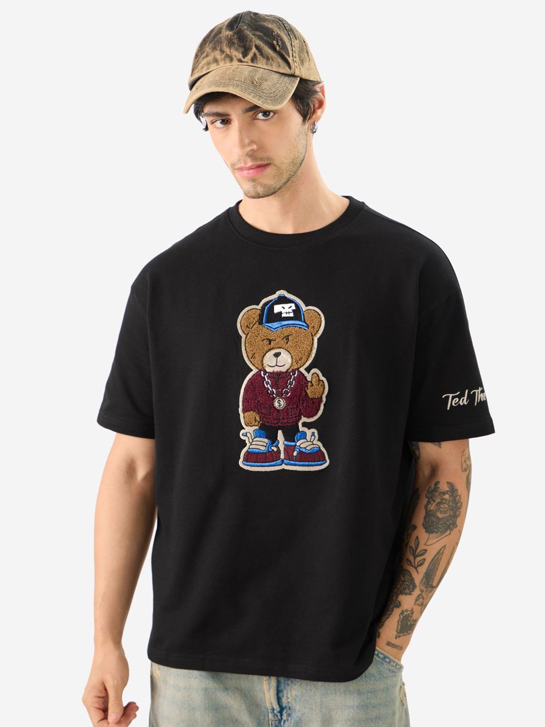 The Souled Store The Souled Store Men Oversized Fit Ted The Stoner Printed Black T-Shirts
