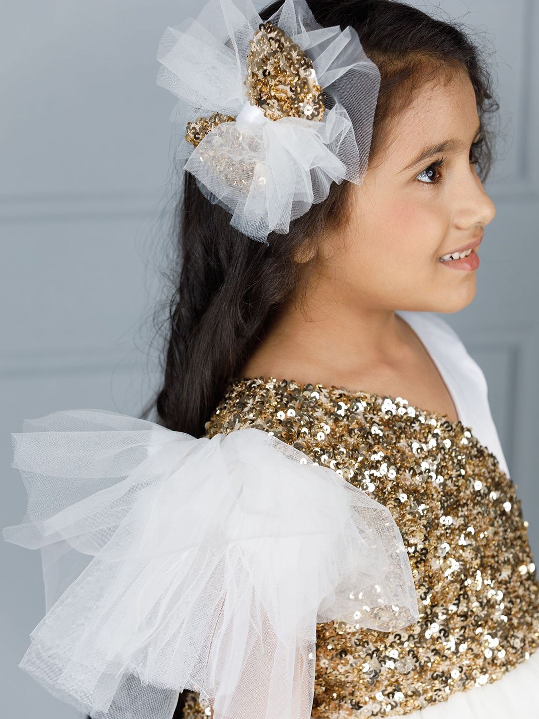 The Lush Affair Girls Embellished Net Fit & Flare Bow Detail Dress-picture-57