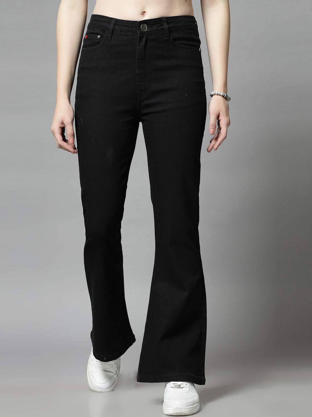 COSMIC TRIO Women Smart Flared High-Rise Stretchable Jeans-picture-12