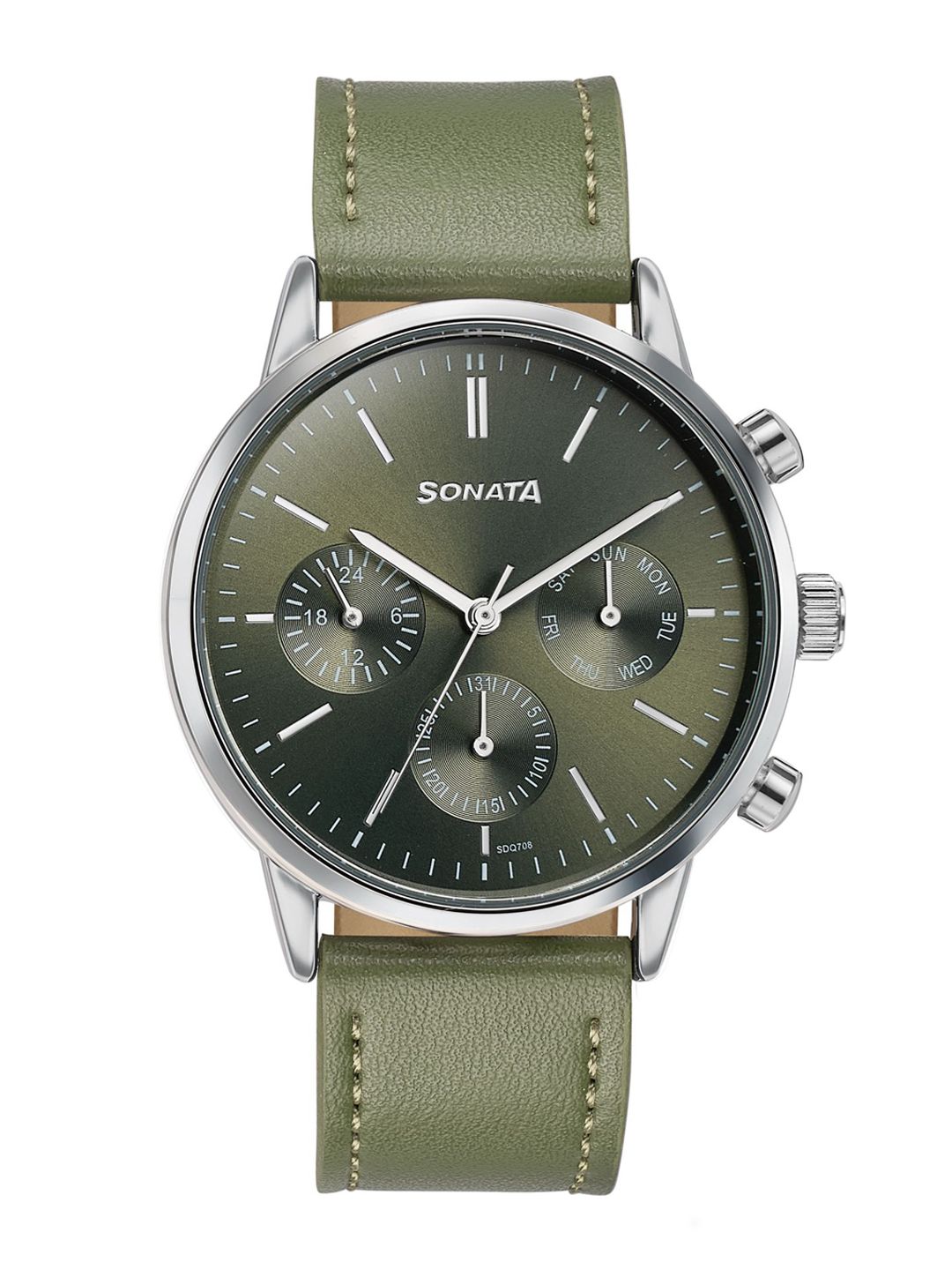Sonata Men Embellished Dial & Leather Textured Straps Analogue Watch 77139SL02-picture-24