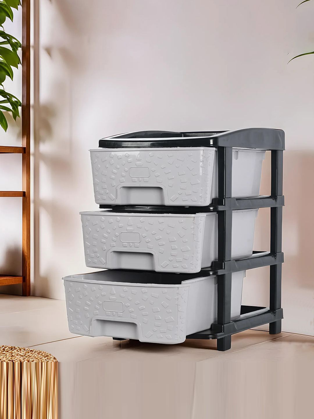Kuber Industries Black & Grey Textured 3 Tier Organiser-picture-25