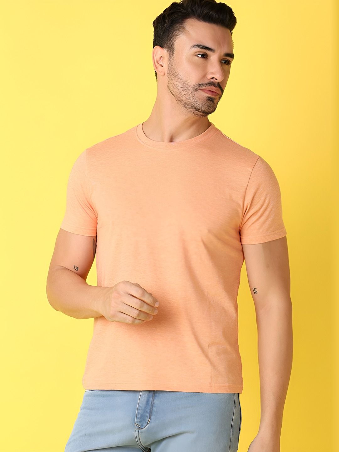 V-Mart Men Solid Round Neck Cotton Slim Fit T-Shirt-picture-19