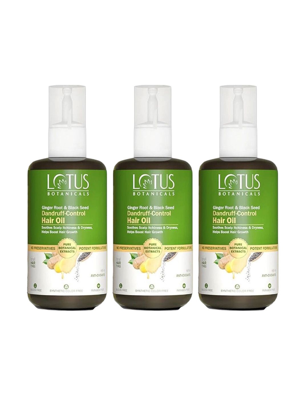 Lotus Botanicals Set Of 3 Dandruff-Control Hair Oil Ginger Root & Black Seed- 100ml Each-picture-10