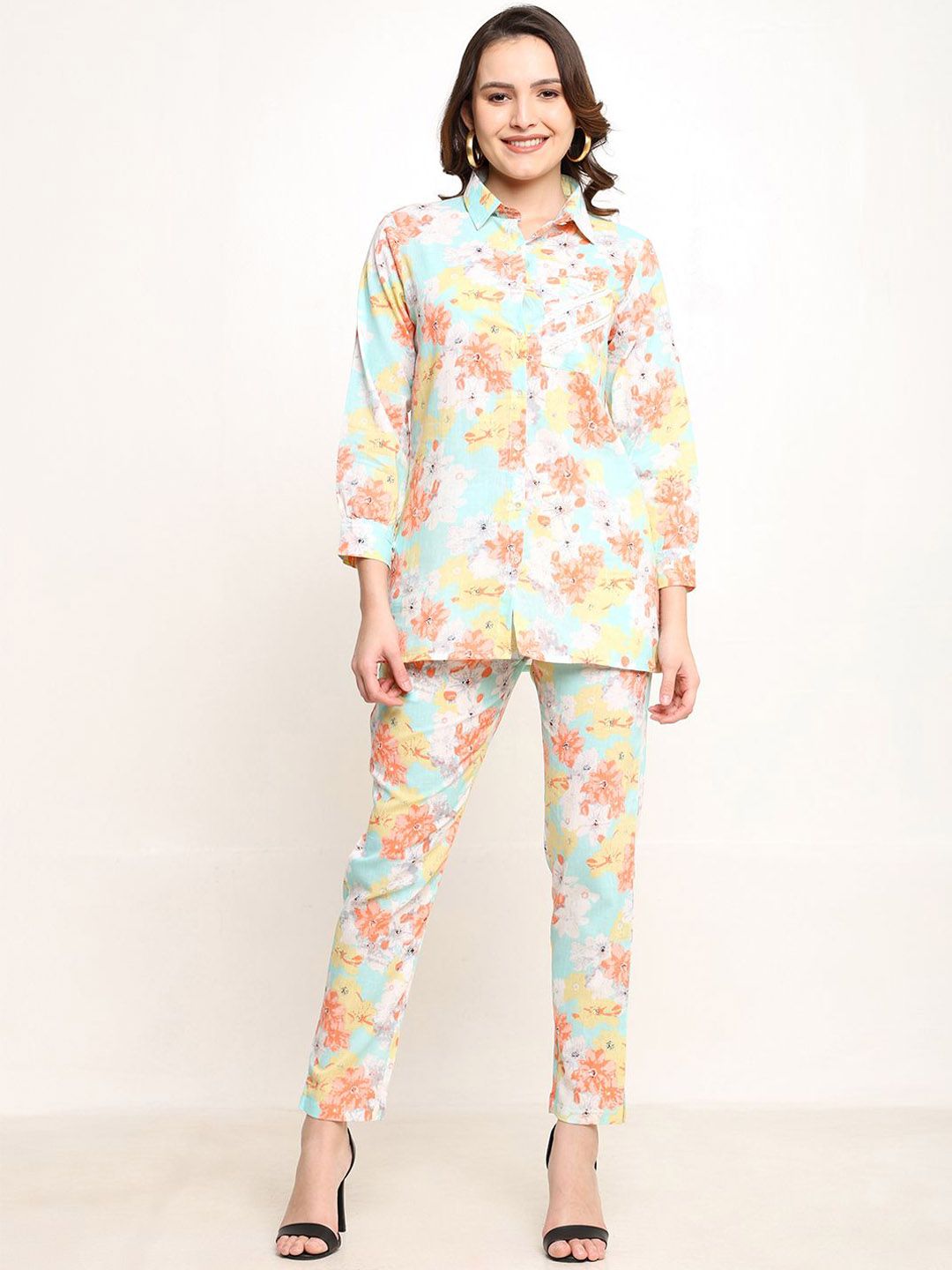 CORDSET Printed Pure Cotton Shirt & Trousers Co-Ords-picture-13