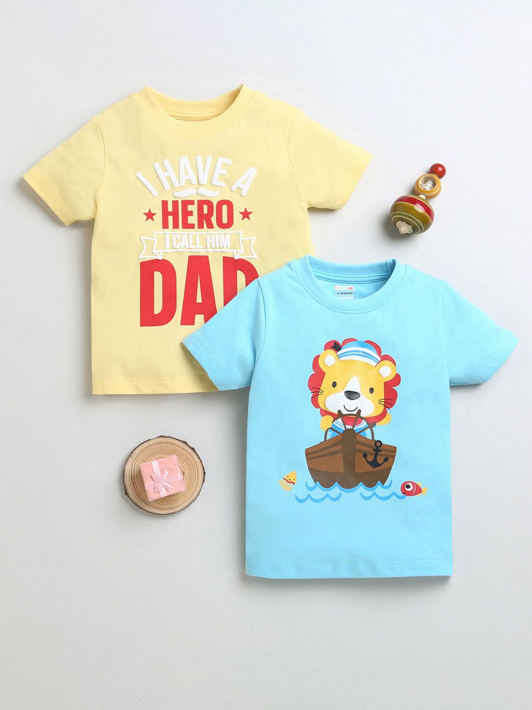 BUMZEE Boys Pack Of 2 Typography Printed Round Neck Cotton T-Shirts-picture-28