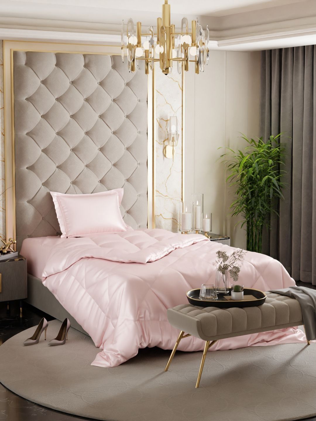 Stoa Paris Pink Solid 3 Piece Single Regular Bedding Set-picture-16