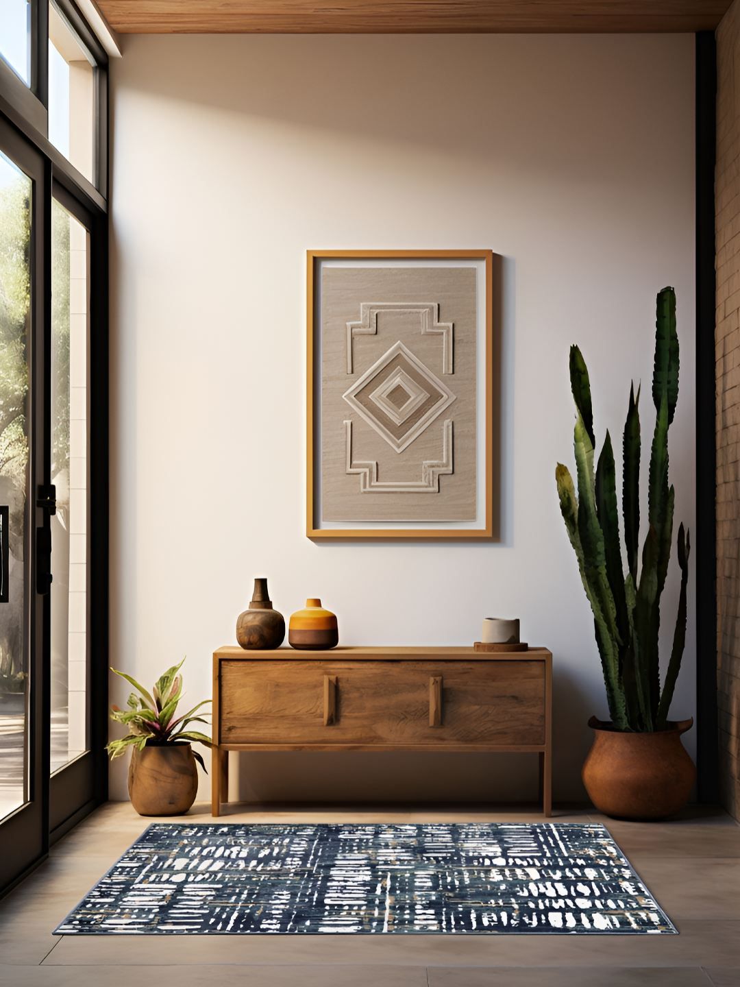 Sapana Carpet-Mats Navy Blue Abstract No Shredding Polyester Carpet-picture-15