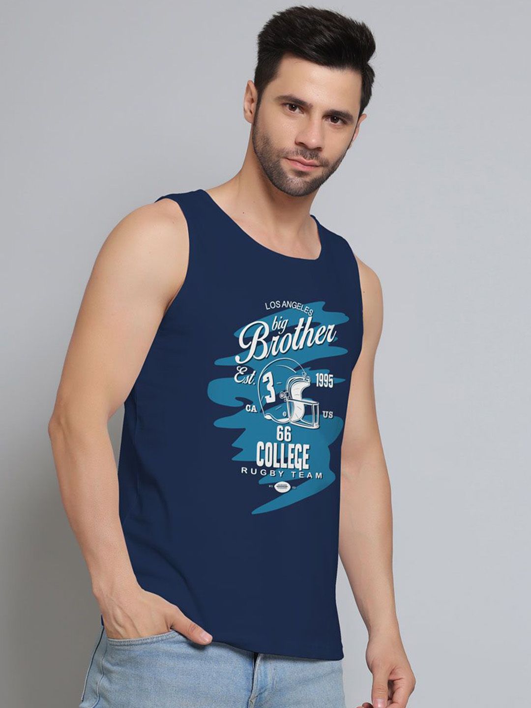 DAB SHARK Printed Sleeveless Gym Vest-picture-34