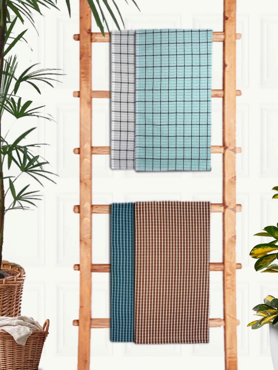 Aura Blue & Brown 4 Printed Cotton 210 GSM Bath Towel-picture-25