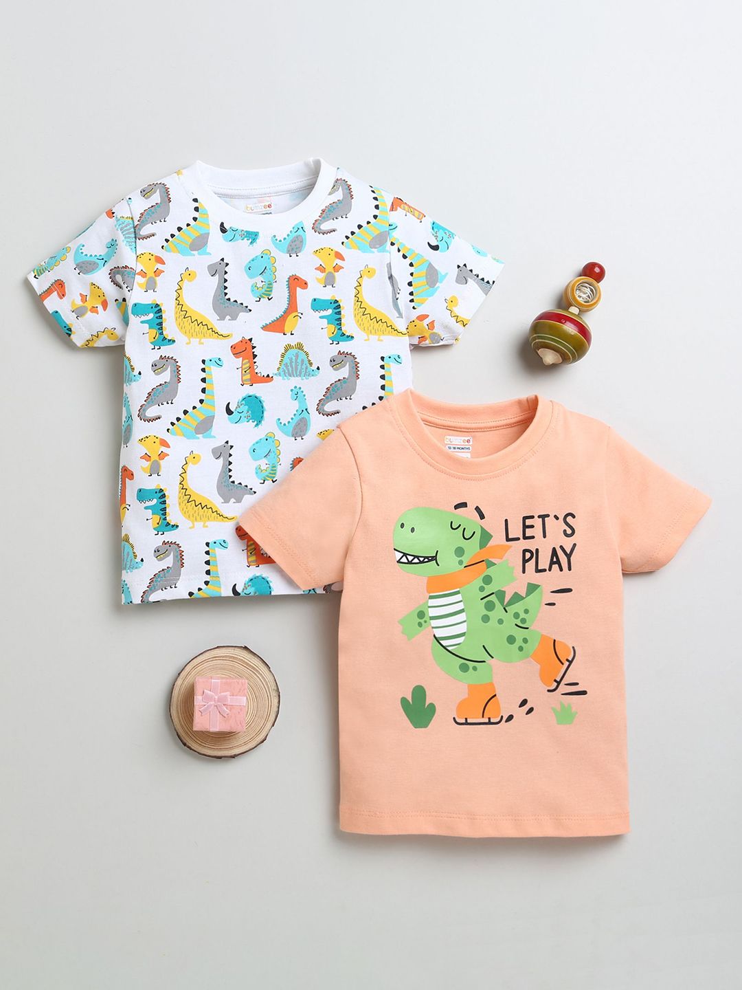 BUMZEE Boys Pack Of 2 Graphic Printed Round Neck Cotton T-Shirts-picture-57