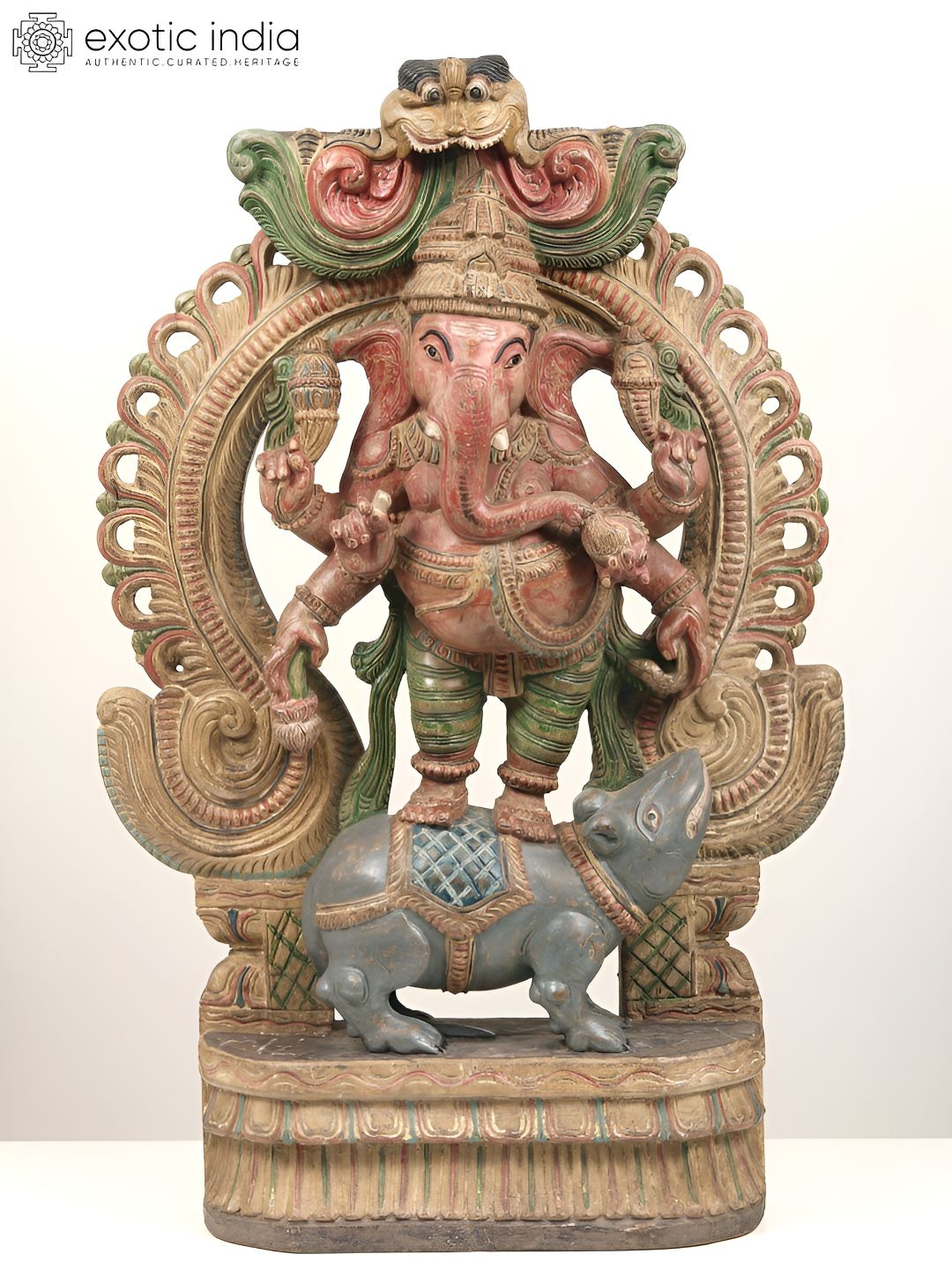 Exotic India Rust & Grey Lord Ganesha Religious Idol Showpiece-image-8