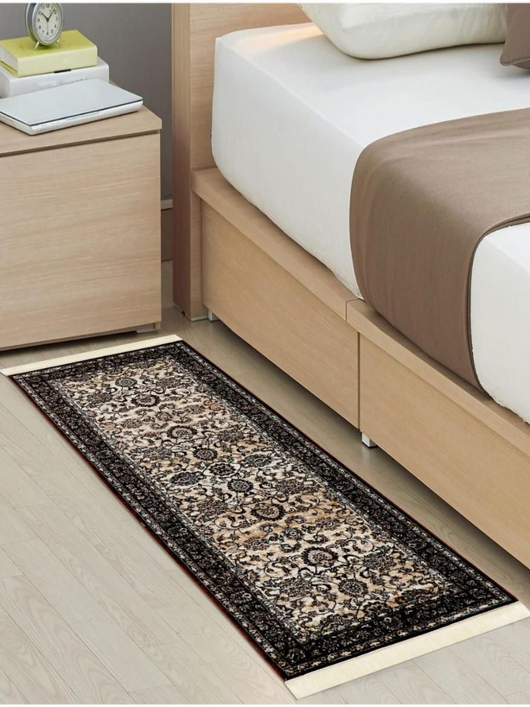 MODEFE Cream-Coloured Floral Anti-Skid Nylon Carpet-picture-12