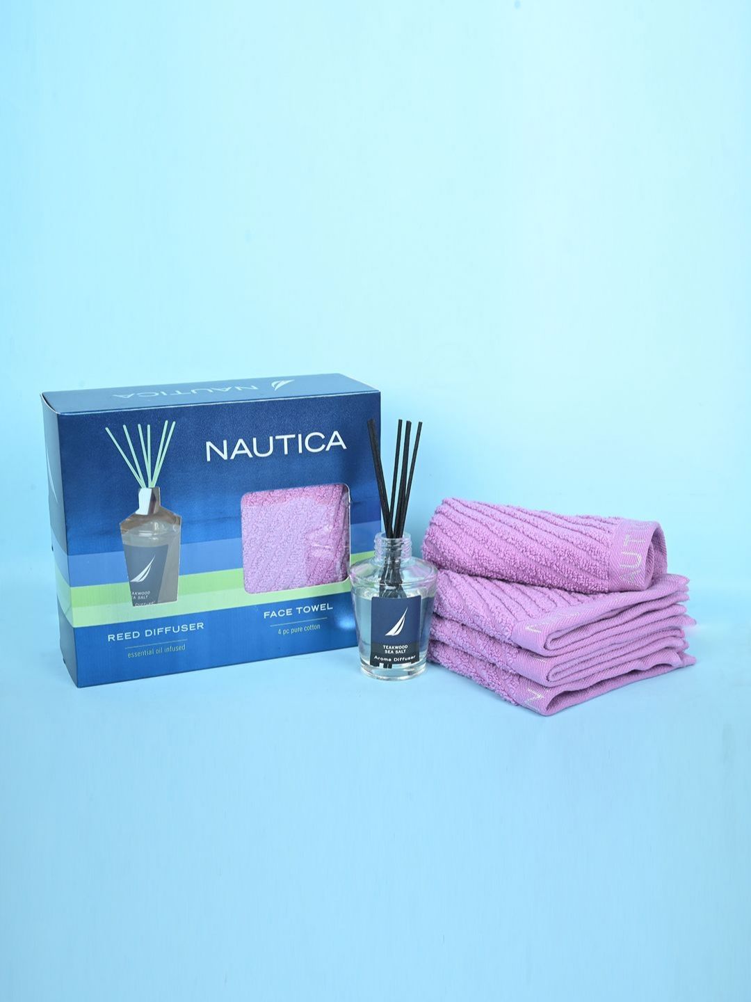 Nautica Purple 5 Pieces Fluffy Zero Twist 100% Cotton Towel Gift Set-image-12