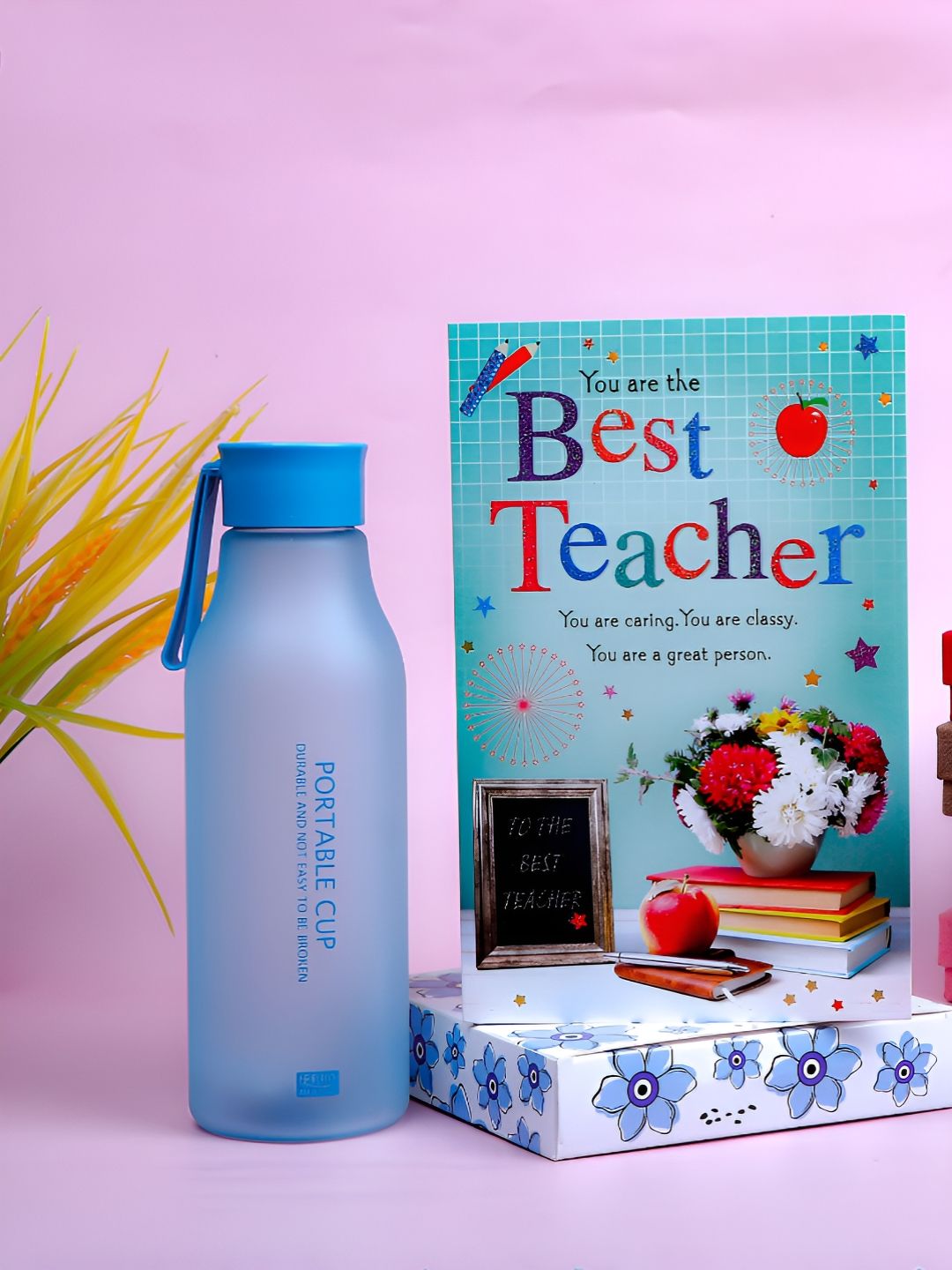 Archies Blue & White Best Teacher Greeting Card With Sipper-image-13