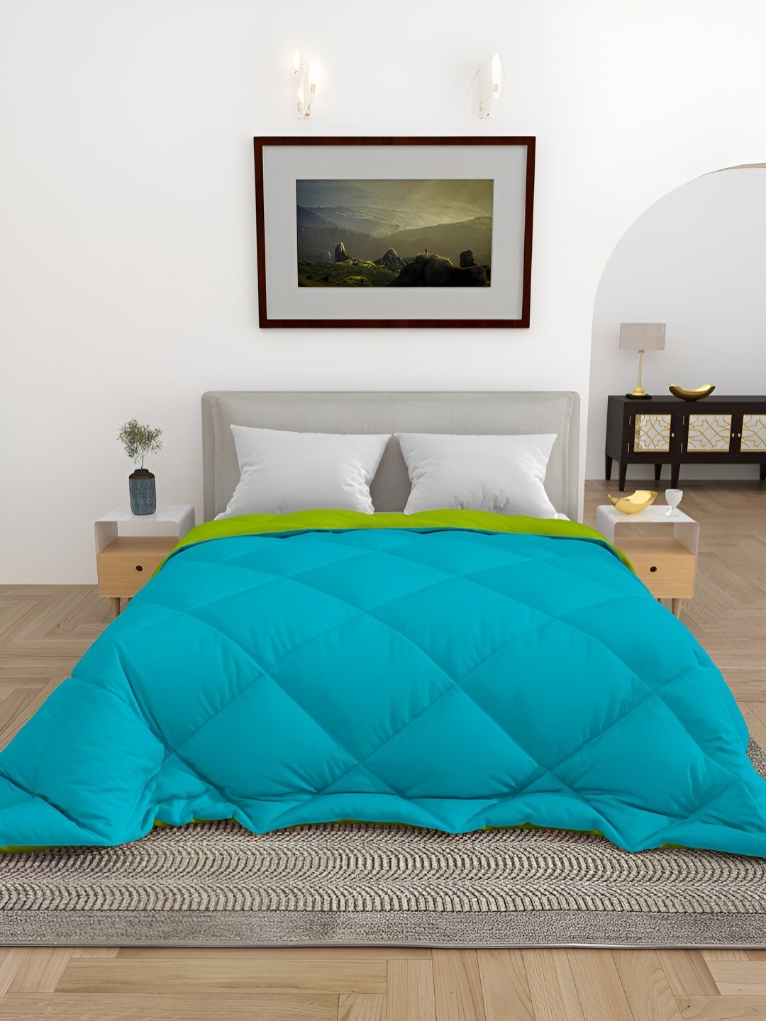 tundwal's Blue & Green Geometric Heavy Winter Single Bed Comforter-picture-16