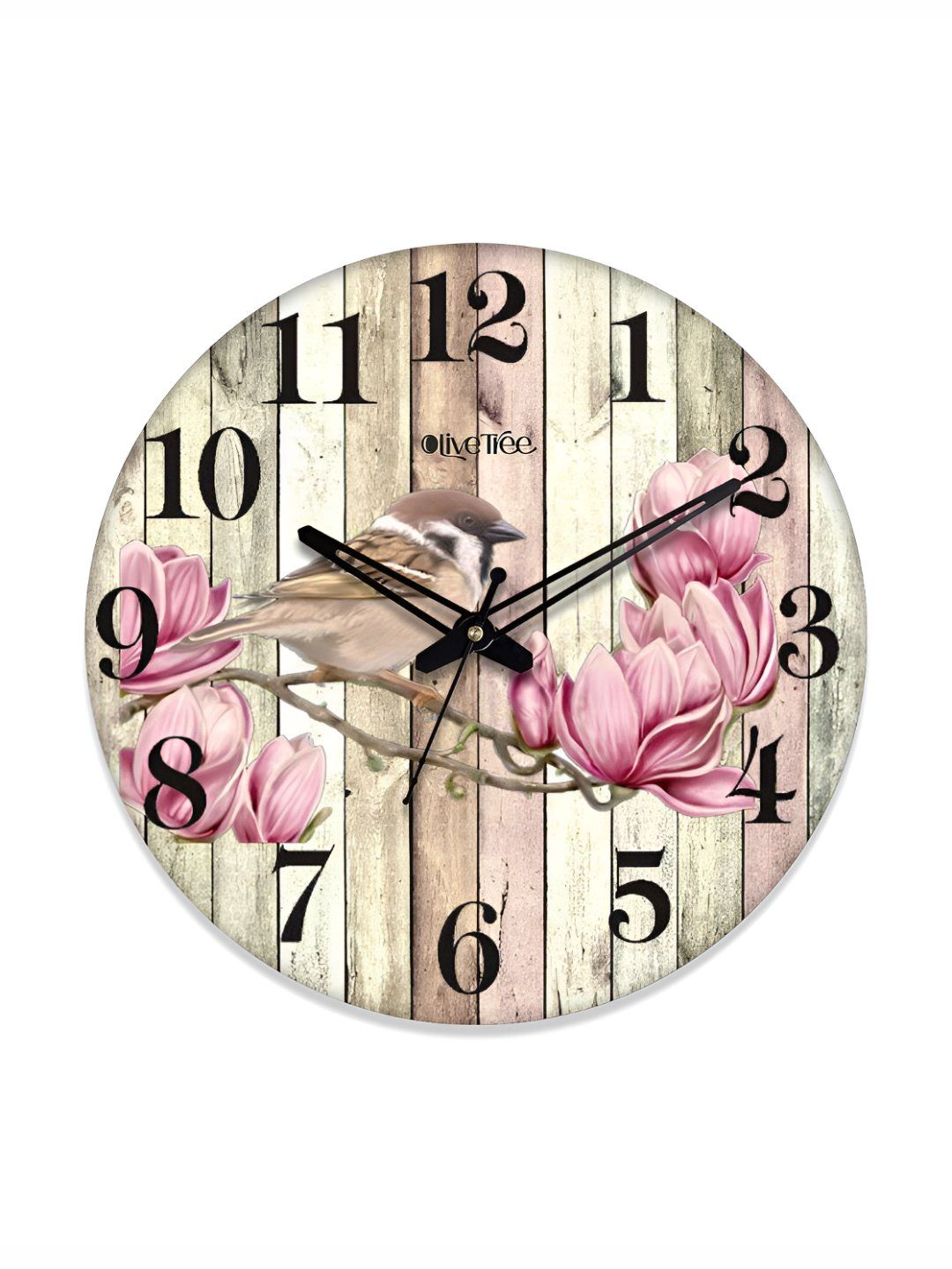 OLIVE TREE Pink & Black Floral Printed Analogue Contemporary Wall Clock-picture-34