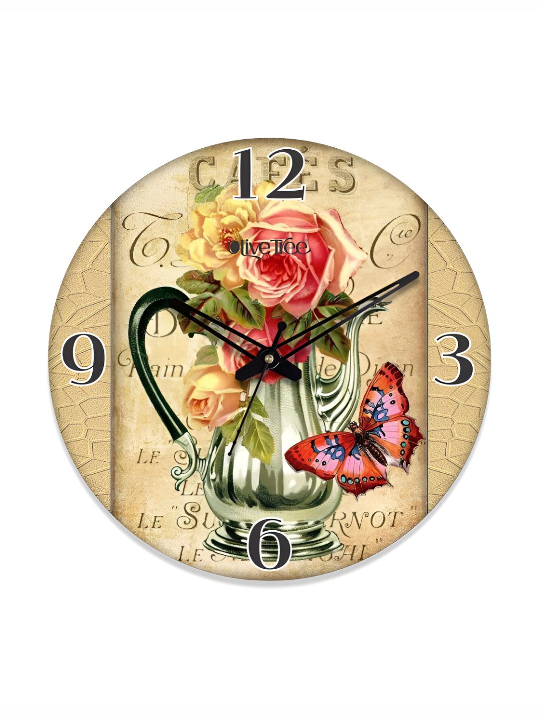 OLIVE TREE Beige & Red Contemporary Wall Clock-image-28