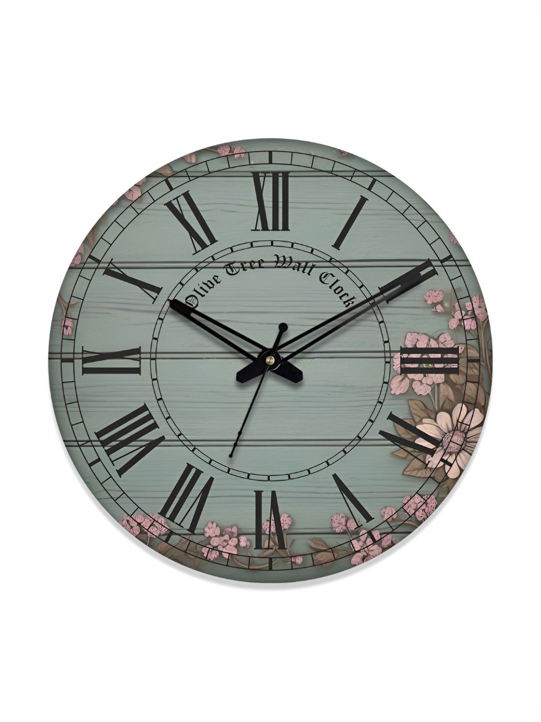 OLIVE TREE Grey & Pink Floral Printed Analogue Contemporary Wall Clock-image-24