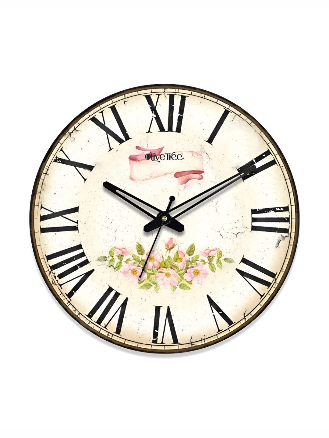 OLIVE TREE White & Green Floral Printed Analogue Contemporary Wall Clock-picture-33