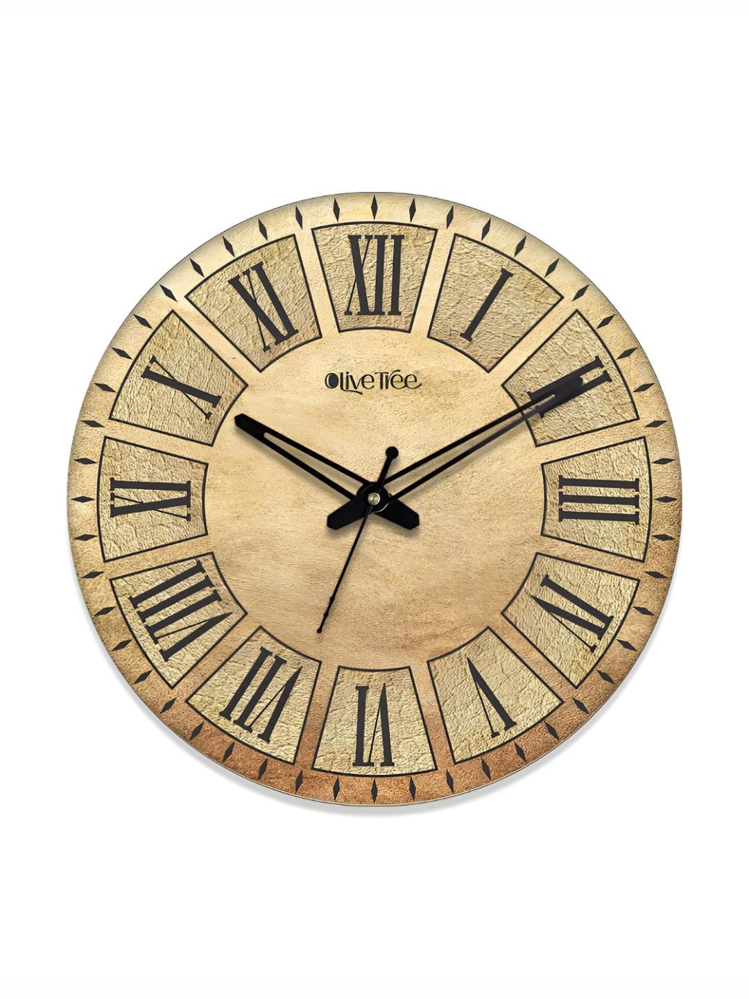 OLIVE TREE Beige & Black Printed Analogue Contemporary Wall Clock-image-21