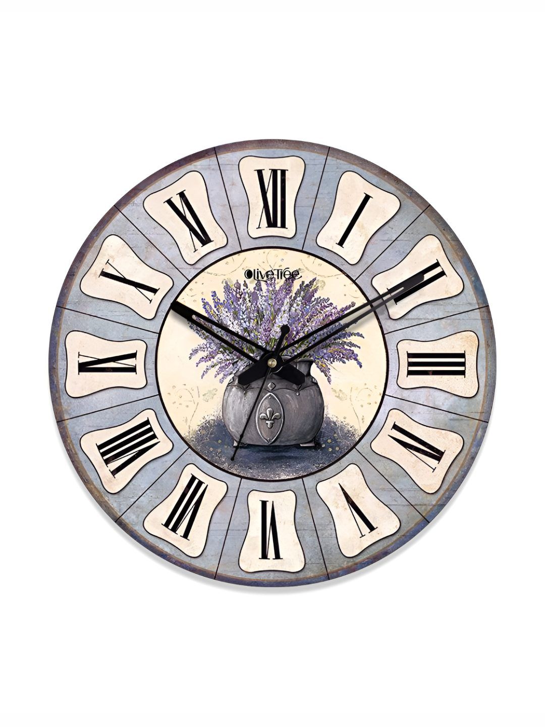 OLIVE TREE Grey & Beige Floral Printed Analogue Contemporary Wall Clock-image-29