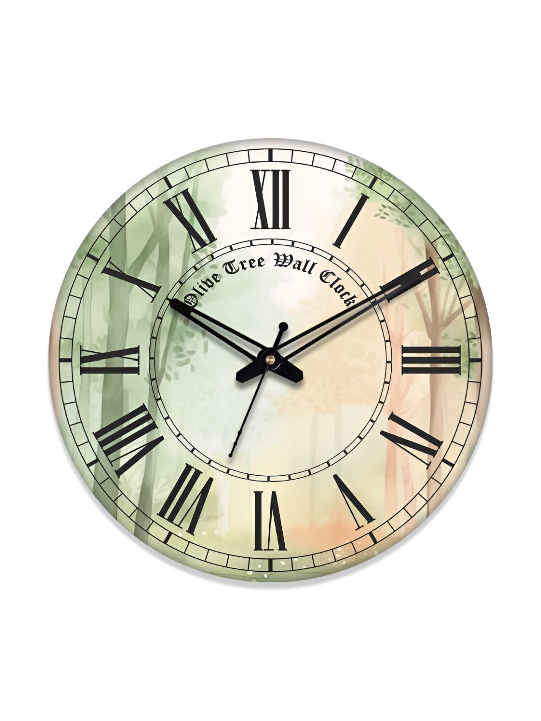 OLIVE TREE Green & Peach Coloured Printed Analogue Contemporary Wall Clock-picture-30