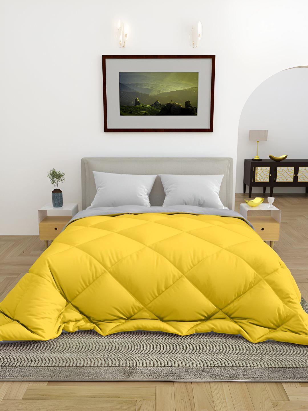 tundwal's Grey & Yellow Heavy Winter Single Bed Comforter-image-45