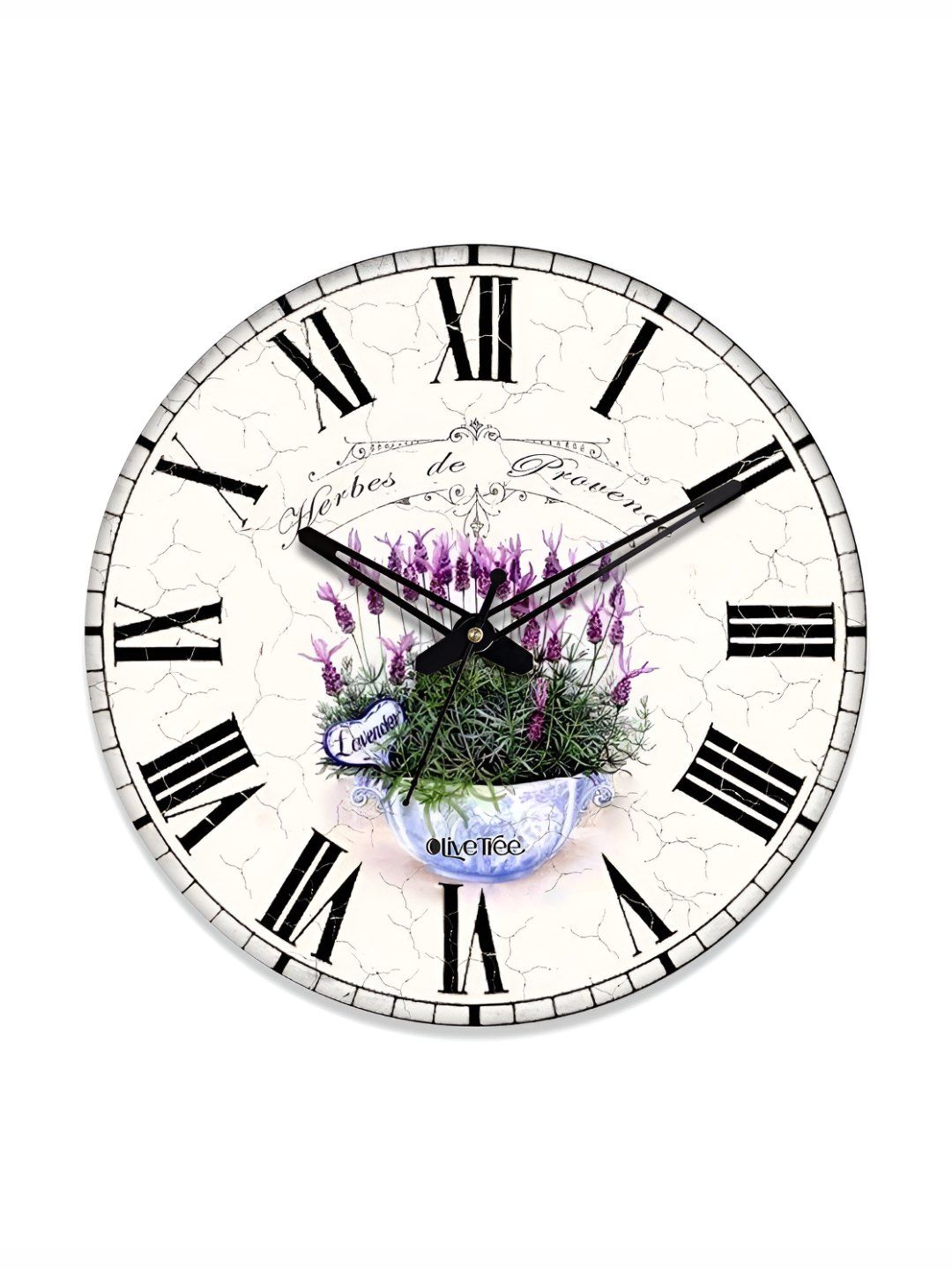 OLIVE TREE White & Black Floral Printed Analogue Contemporary Wall Clock-image-27