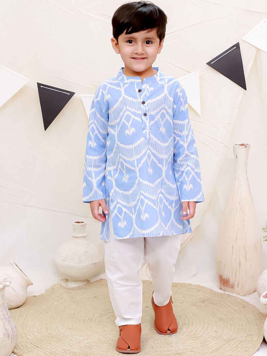 Ka-mee Boys Ethnic Motifs Printed Regular Pure Cotton Kurta with Pyjamas-picture-47