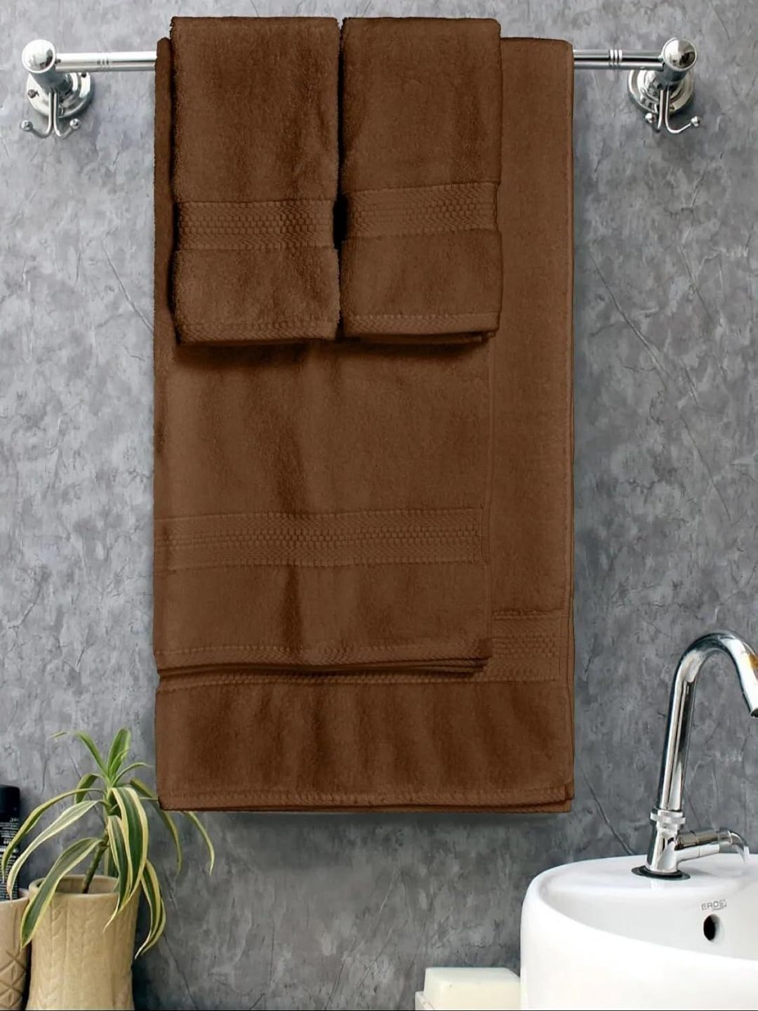 BOMBAY DYEING Brown 4 Piece Cotton 600 GSM Towel Set-image-39