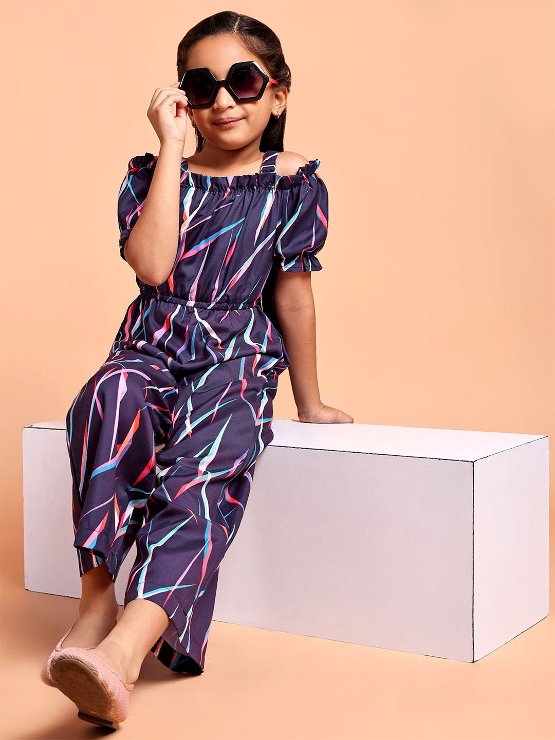 YK Girls Off-Shoulder Printed Basic Jumpsuit-image-23