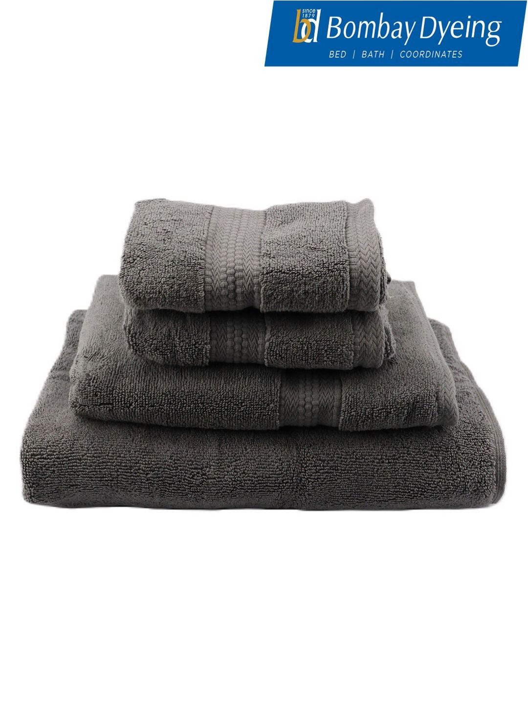 BOMBAY DYEING Grey 4 Piece Cotton 600 GSM Towel Set-image-44