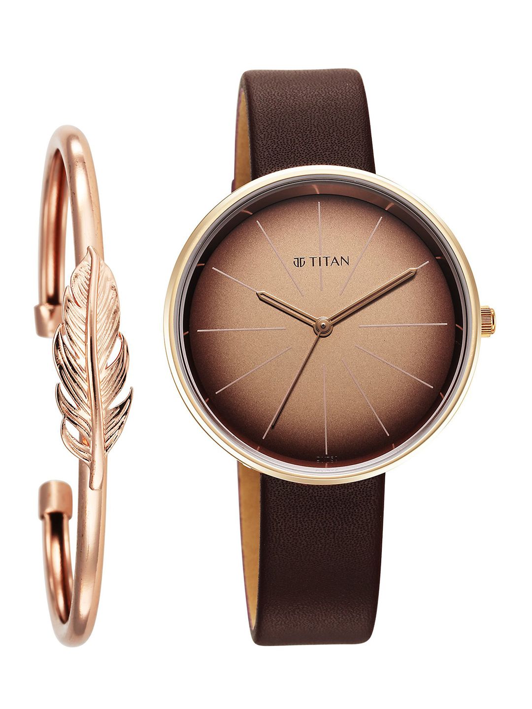 Titan Women Patterned Dial & Leather Straps Analogue Watch 2718WL01F-picture-10