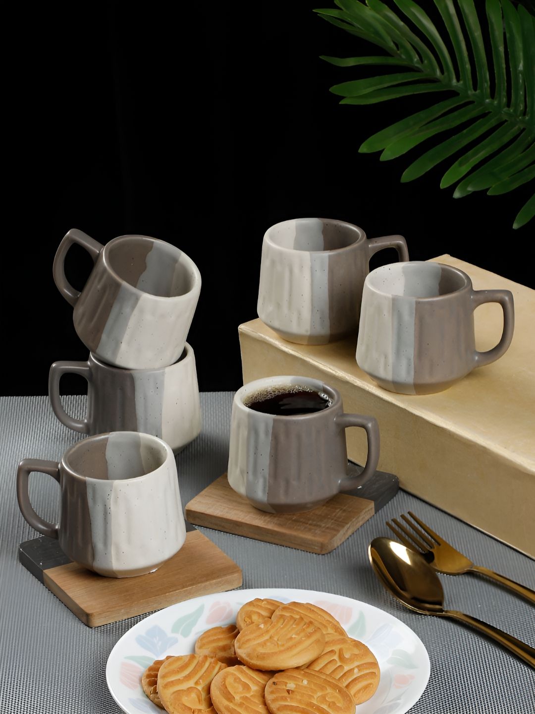 Arrabi Brown Printed Ceramic Matte Cups Set of Cups and Mugs-picture-10