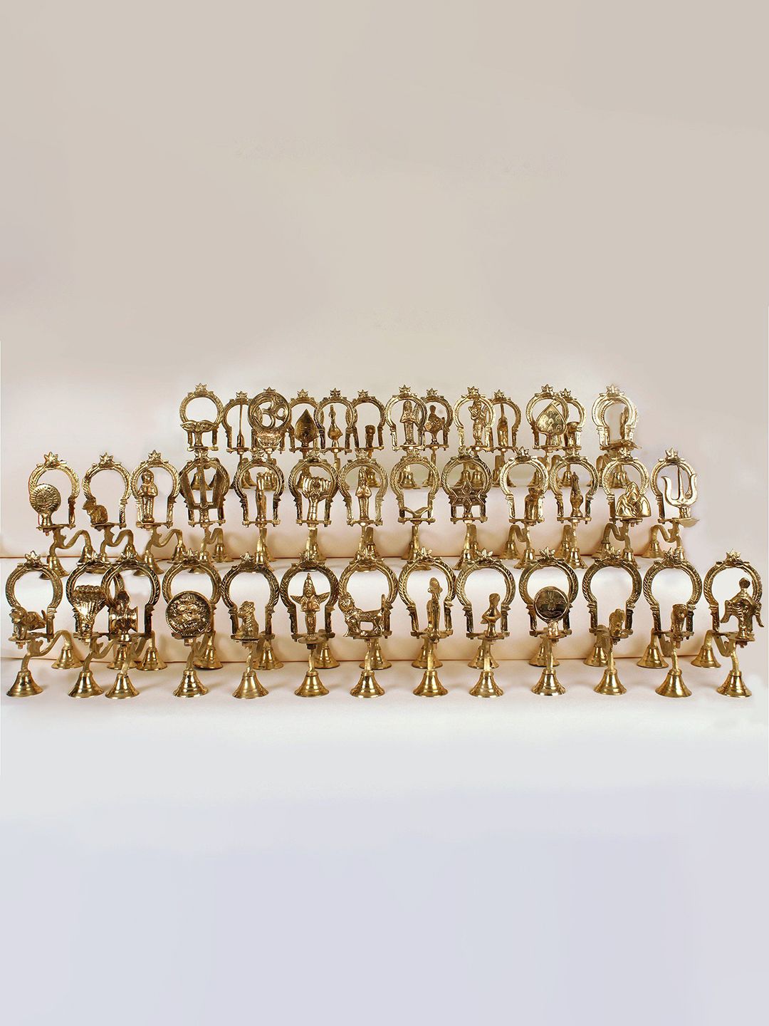 Exotic India Gold Toned 40 Pieces Textured Brass Upacharas-picture-24