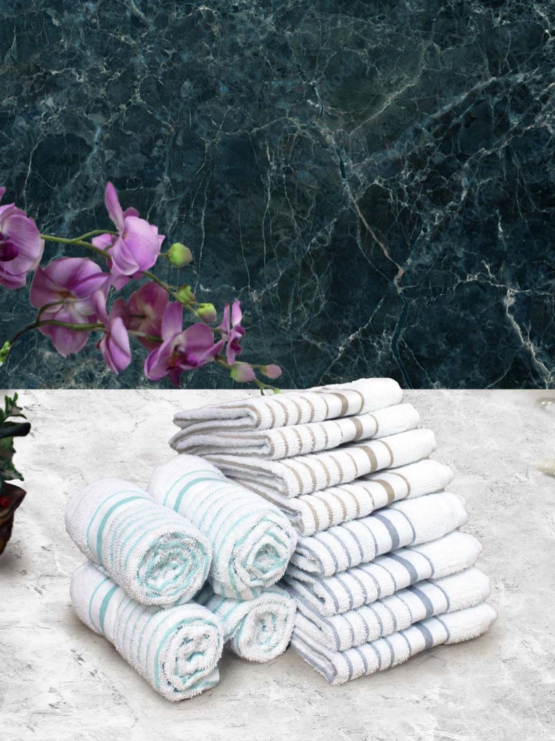 Aura Set of 12  Striped Cotton 150 GSM Hand Towels-image-24