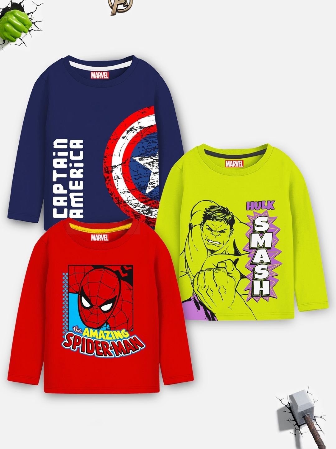 YK Marvel Boys 3 Avengers Printed Applique T-shirt-picture-50