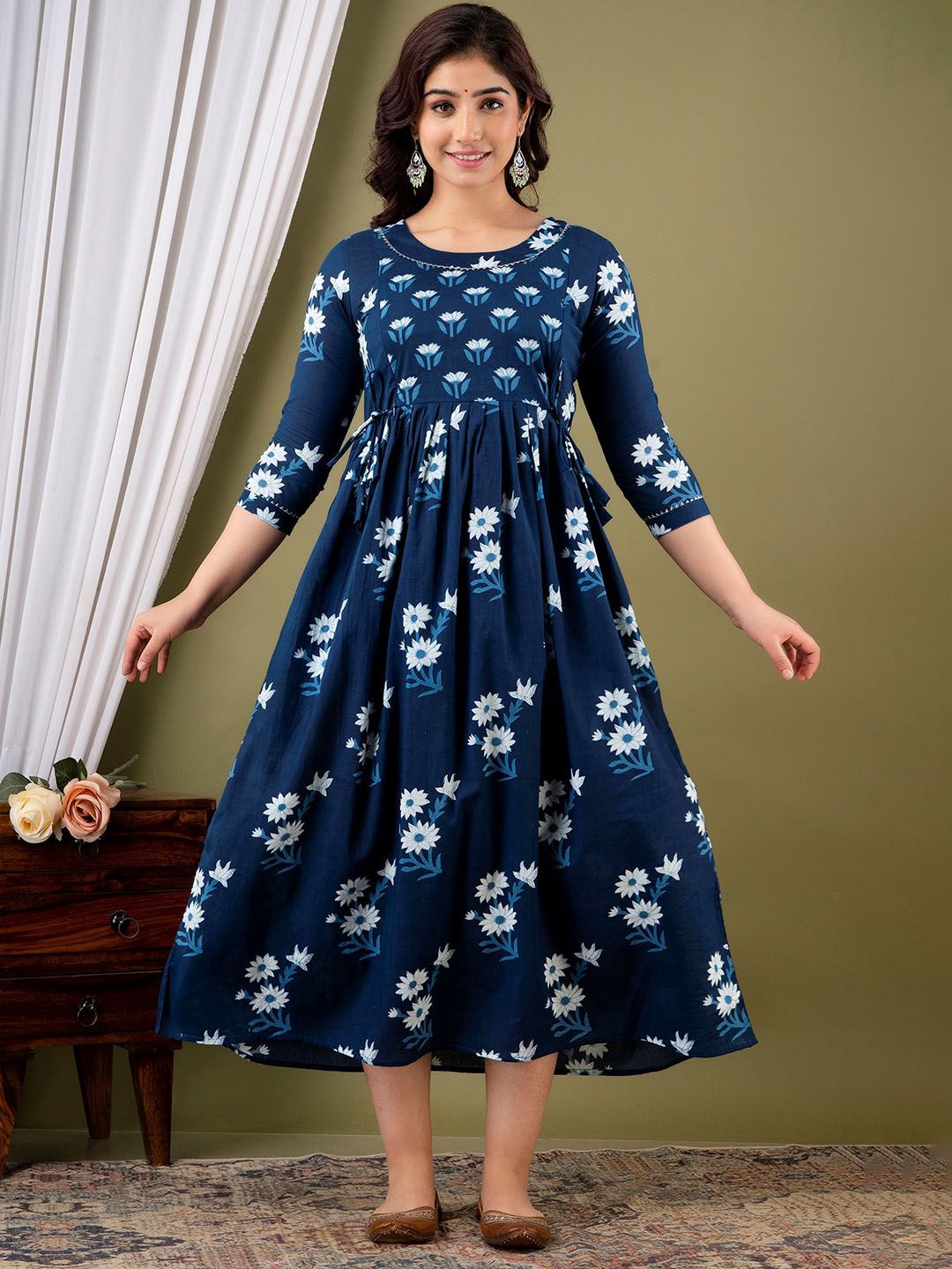MURLI KURTI Women Printed Mirror Work Anarkali Kurta-image-6
