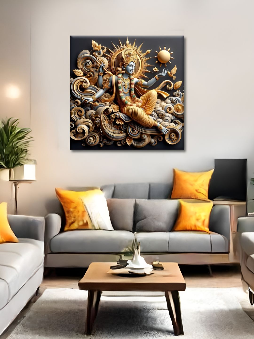 OLIVE TREE Black & Yellow 1 Piece Canvas Religious Wall Paintings-picture-39