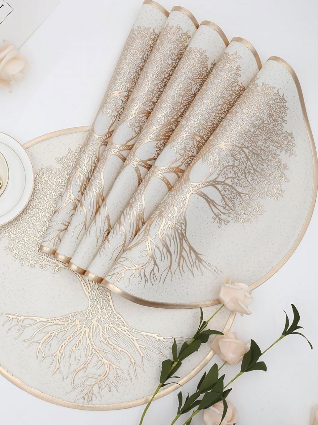 Dakshya Industries 6 Pcs White Plastic Embellished Table Placemats-image-9