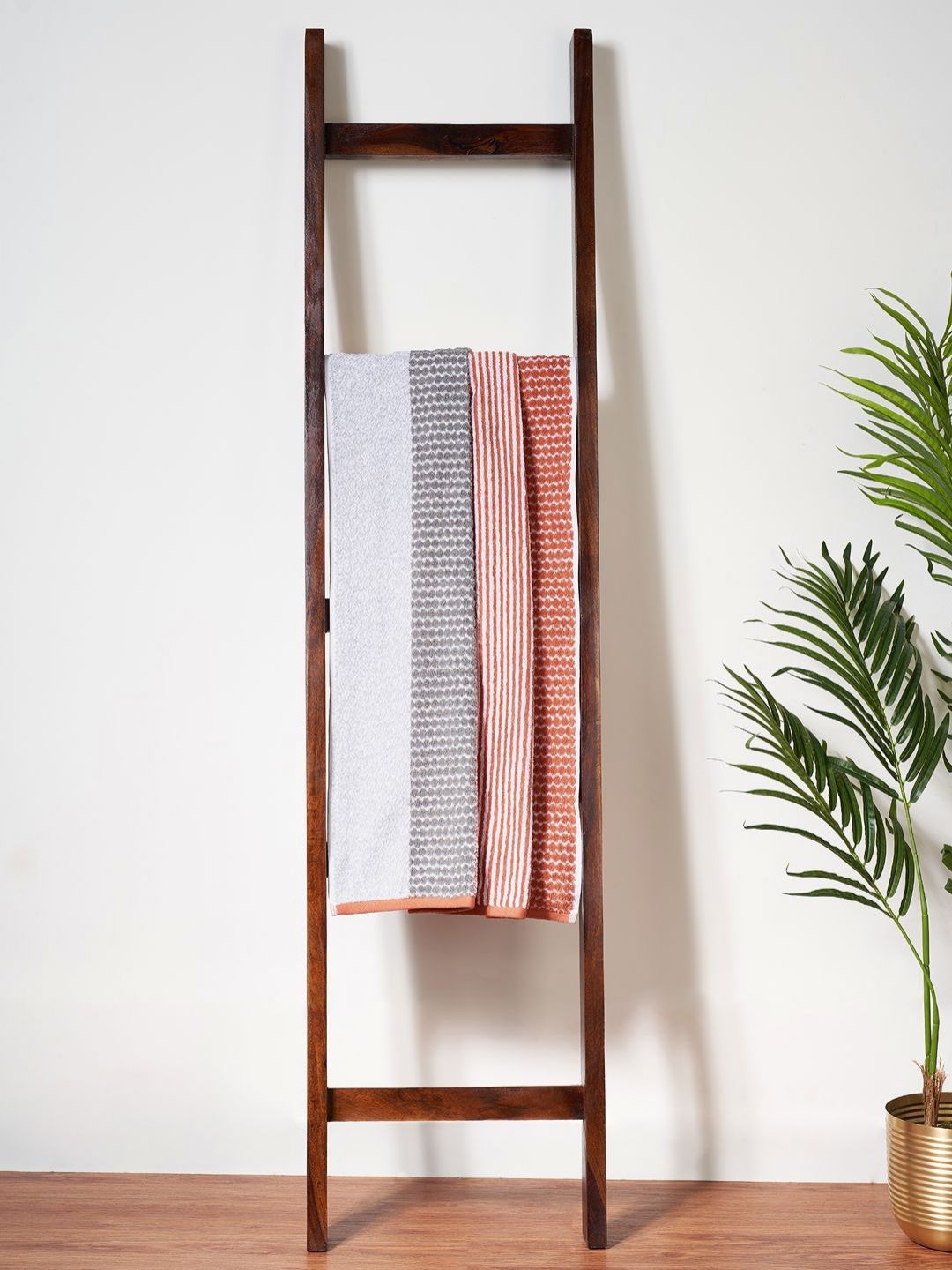 Living scapes by Pantaloons Rust & Grey Striped Cotton 520 GSM Bath Towel-picture-31