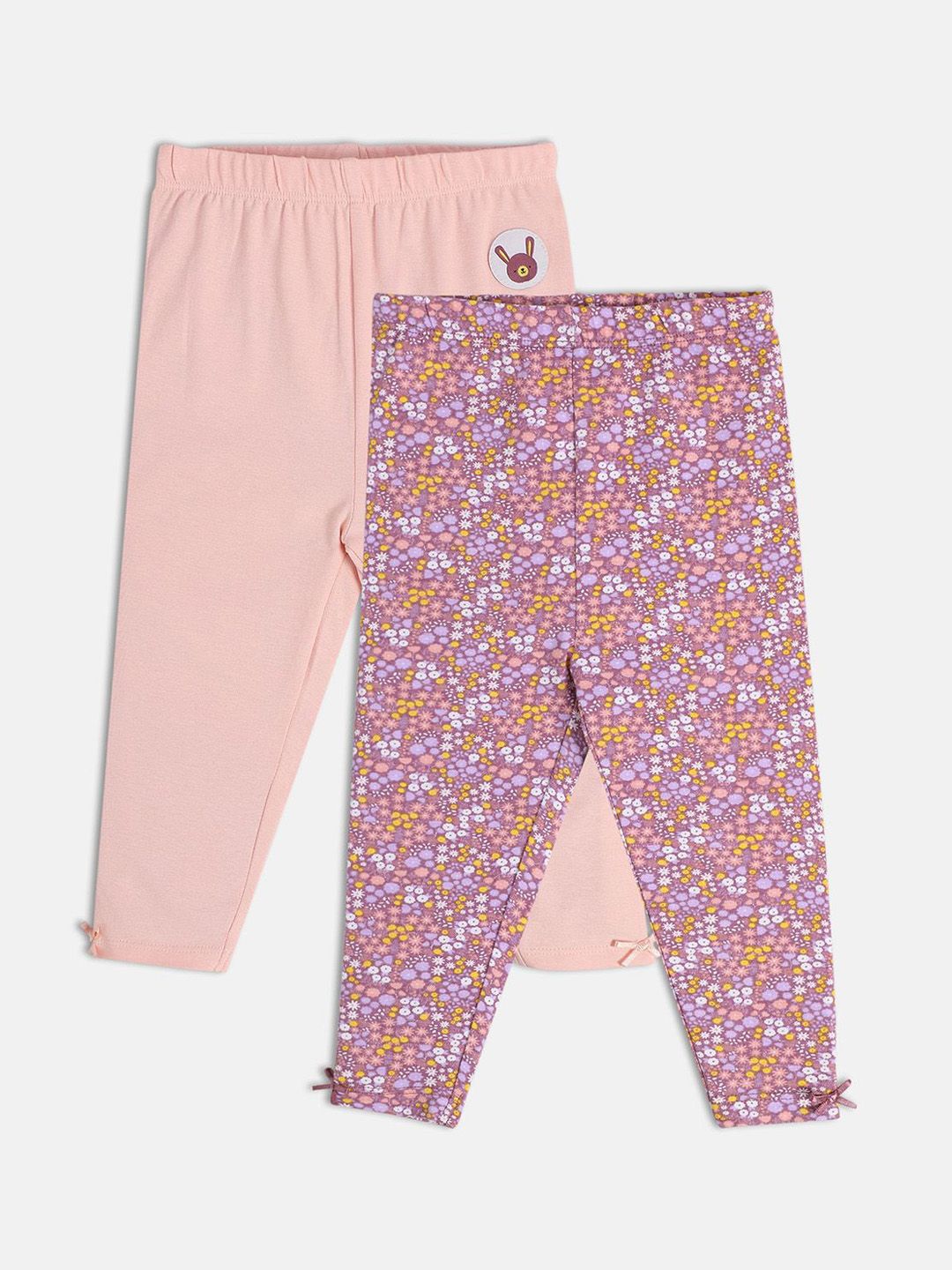 MINI KLUB Girls Pack Of 2 Printed Ankle Length Leggings-picture-19