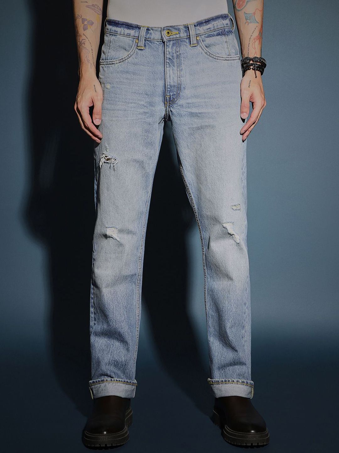 Lee Men Rodeo Straight Fit Heavy Fade Mild Distressed Mid Rise Jeans-picture-21