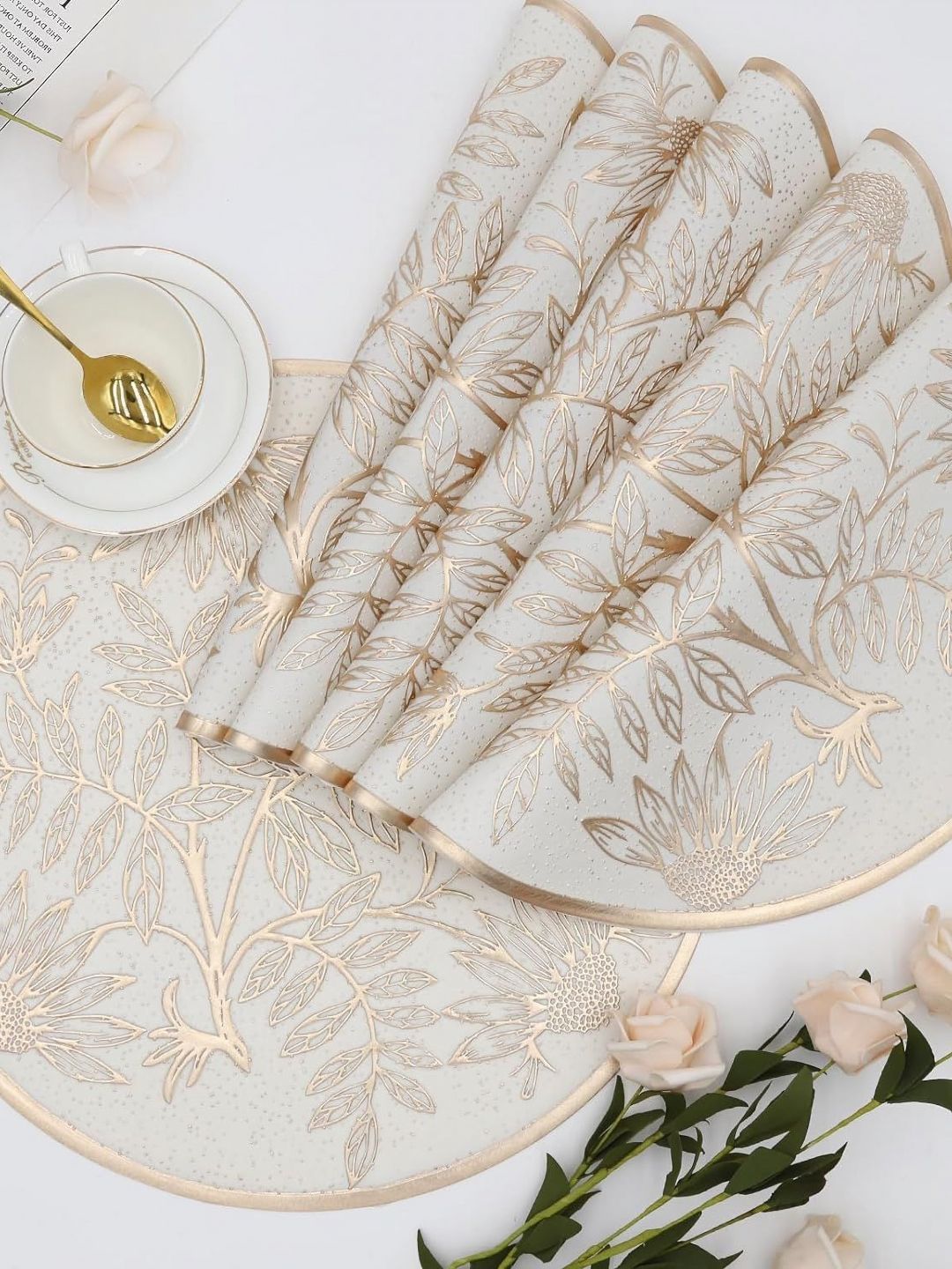 Dakshya Industries 6 Pcs White Plastic Embellished Table Placemats-image-8