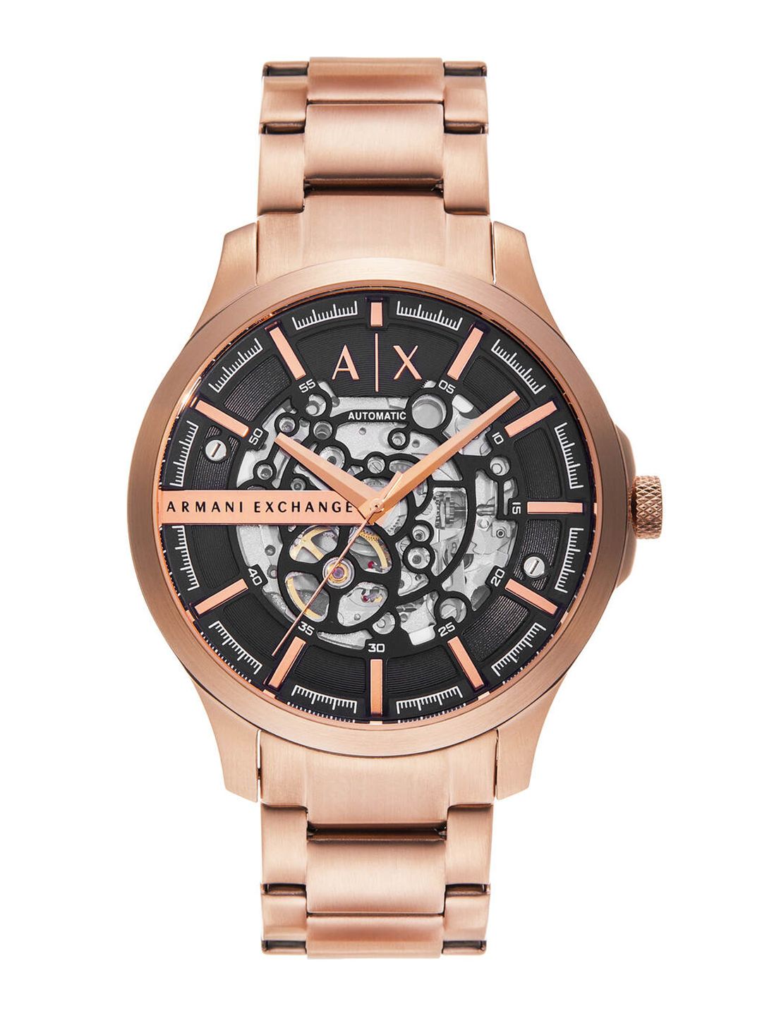 Armani Exchange Men Skeleton Bracelet Style Analogue Automatic Watch AX2456I-Rose Gold-picture-21