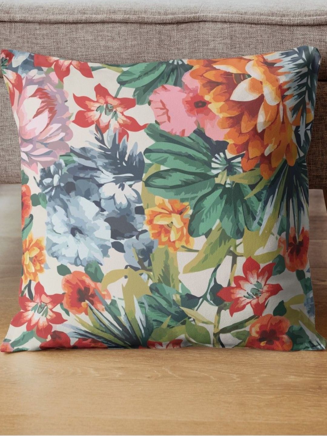 THEYAYACAFE Green & Red Floral Velvet Square Cushion Covers-picture-36