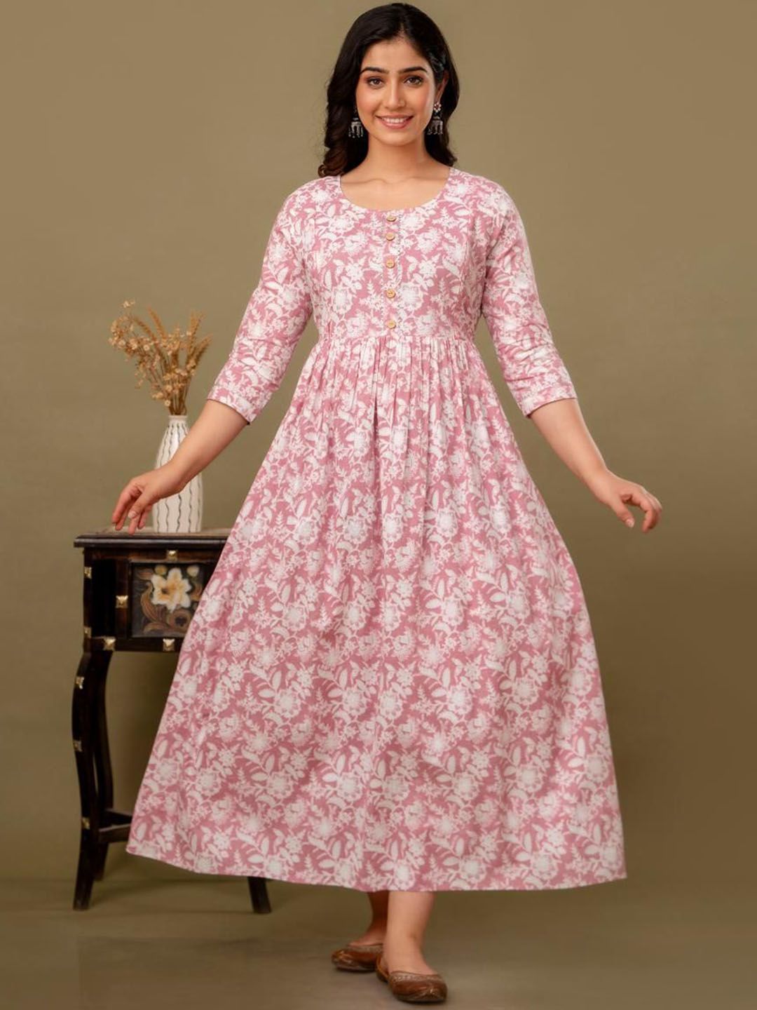MURLI KURTI Women Printed Mirror Work Anarkali Kurta-image-28