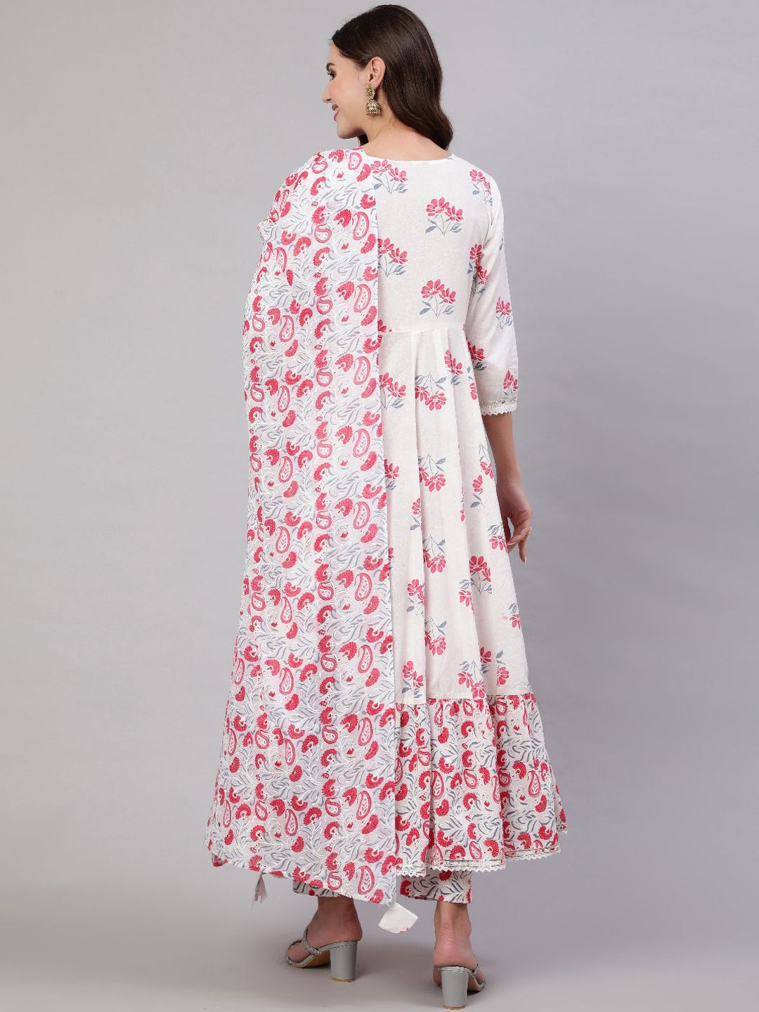 Woven Design Straight Zari Work Viscose Tissue Kurta with Trousers & Dupatta
