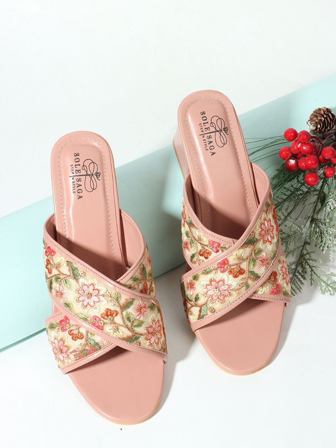 Sole Saga Embellished Block Peep Toes-image-22